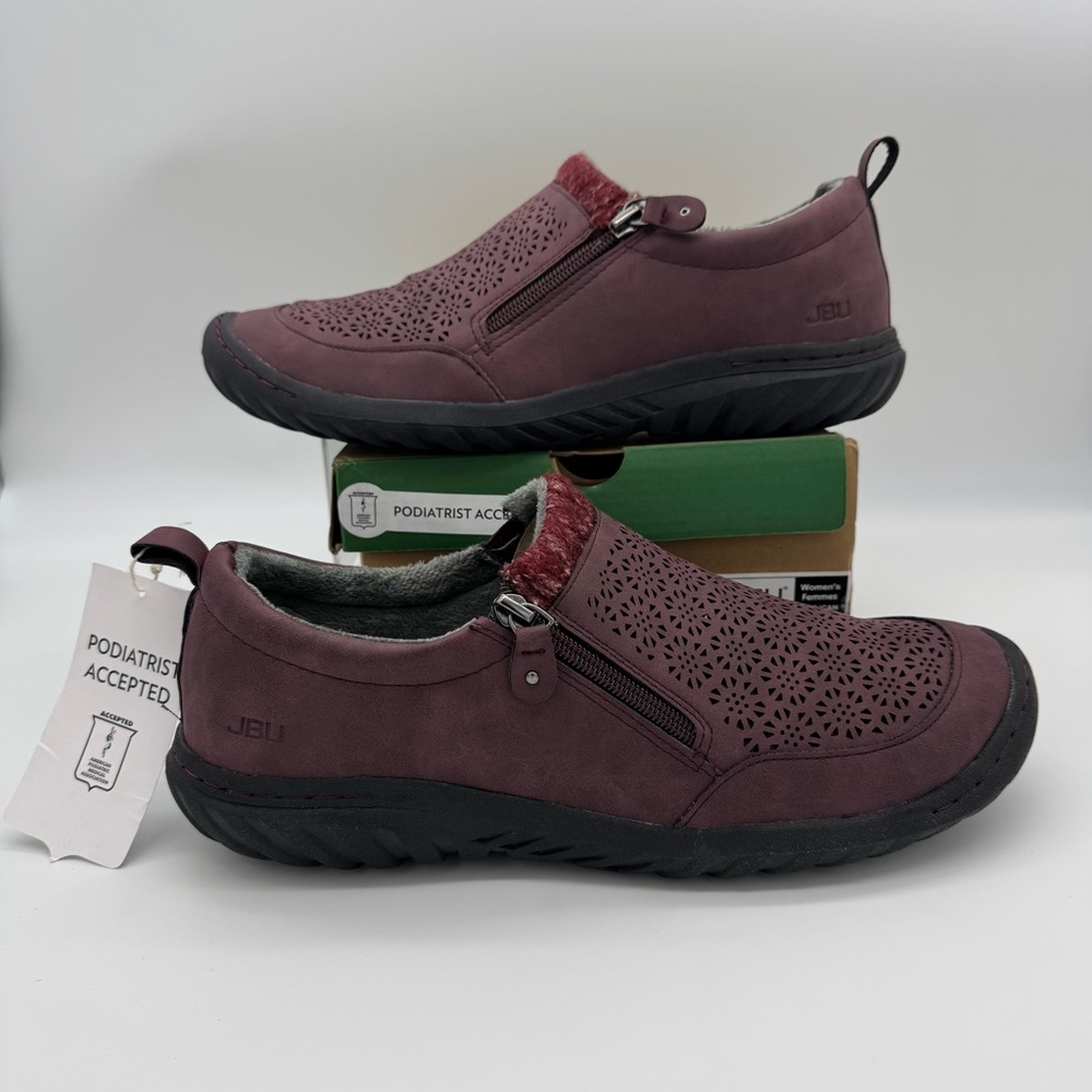 JBU by Jambu Wine Burgundy Womens 12 Faux Fur Lined Comfort Slip On Shoes
